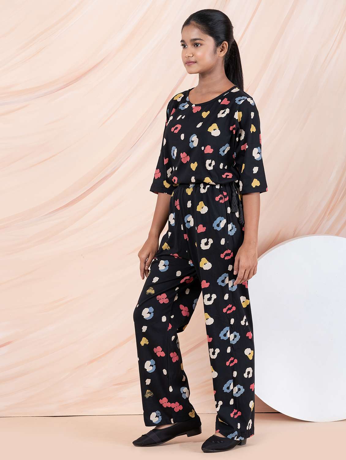 girls black printed top & trouser co-ords set - 21930975 -  Standard Image - 4