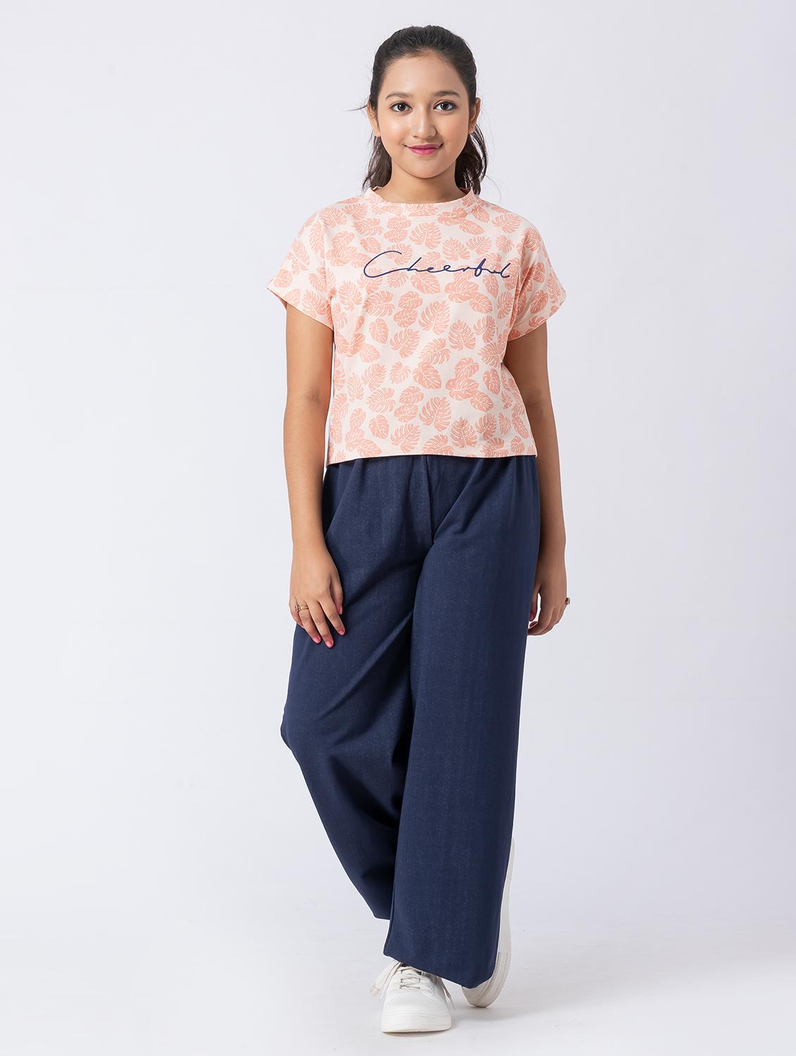 girls printed short sleeve pyjama set nightwear