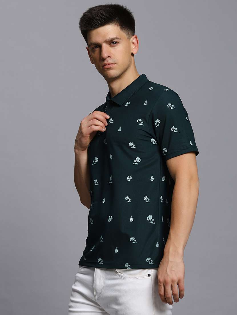 men printed short sleeve regular fit polo t-shirt - 21931029 -  Standard Image - 1