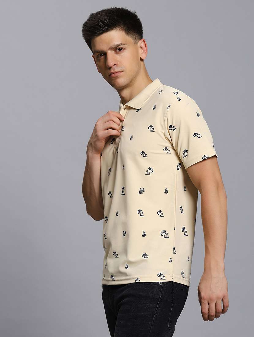 men printed short sleeve regular fit polo t-shirt - 21931030 - Standard Image - 1