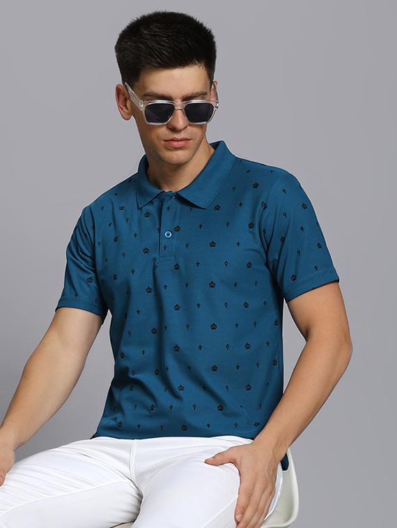 men printed short sleeve regular fit polo t-shirt