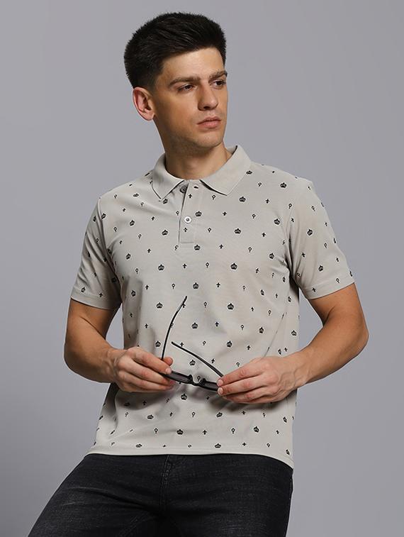 men printed short sleeve regular fit polo t-shirt
