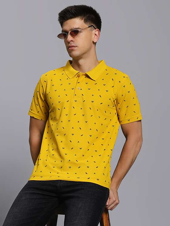 men printed short sleeve regular fit polo t-shirt