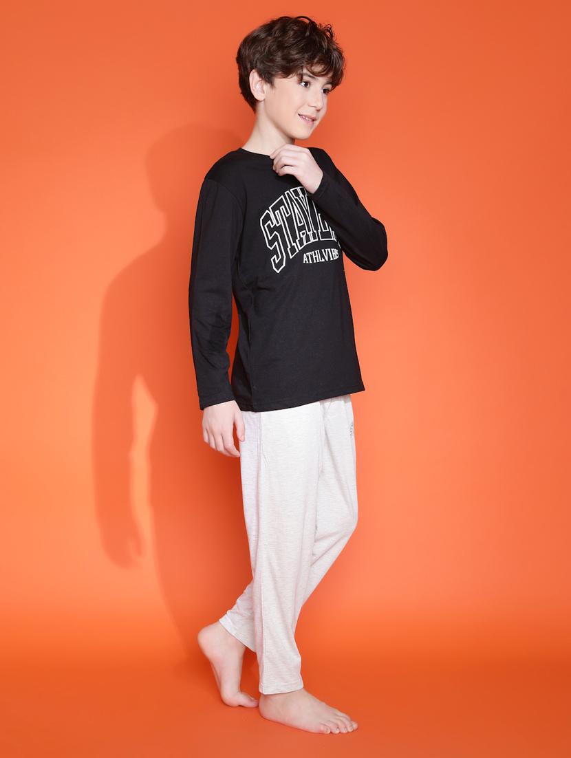 boys typographic long sleeve pyjama set nightwear - 21931052 - Standard Image - 1