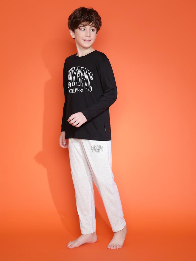 boys typographic long sleeve pyjama set nightwear - 21931052 - Standard Image - 4