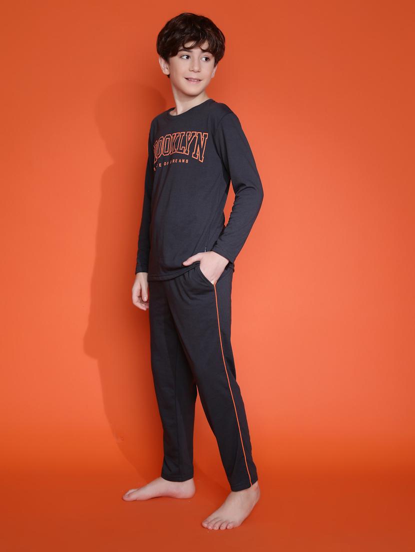 boys typographic long sleeve pyjama set nightwear - 21931054 - Standard Image - 4