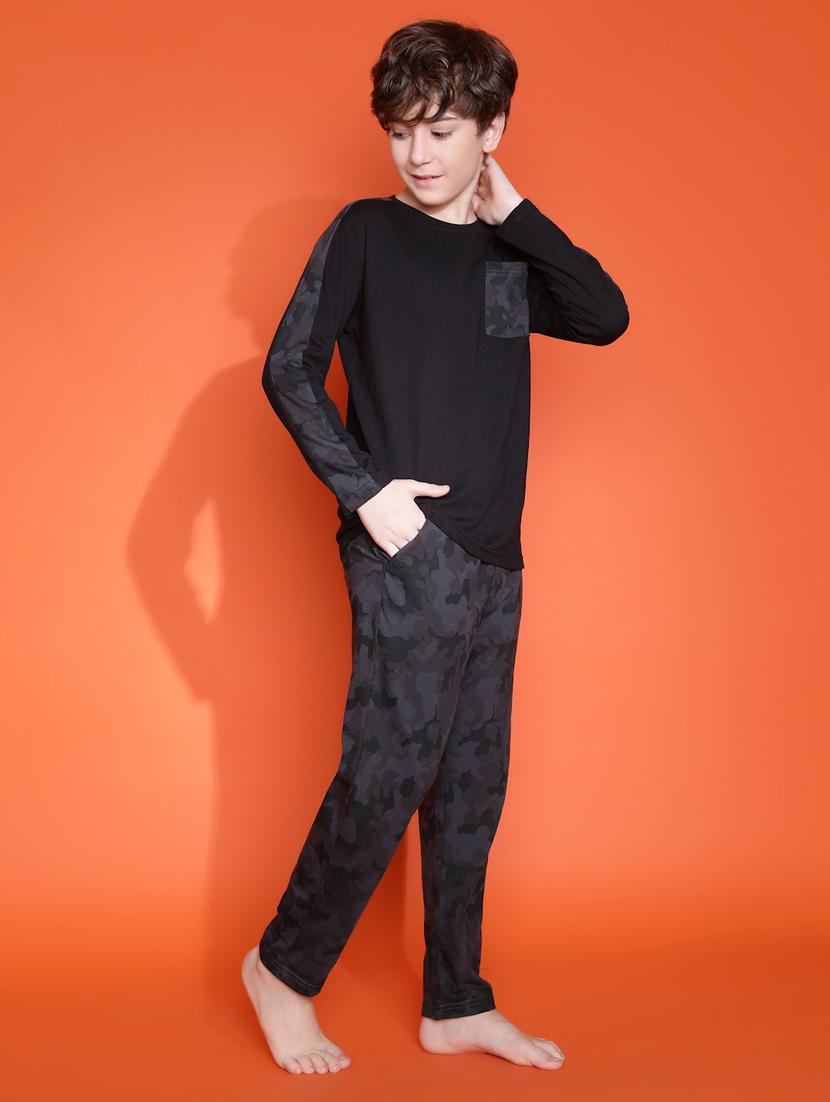 boys camouflage long sleeve pyjama set nightwear - 21931056 - Standard Image - 1
