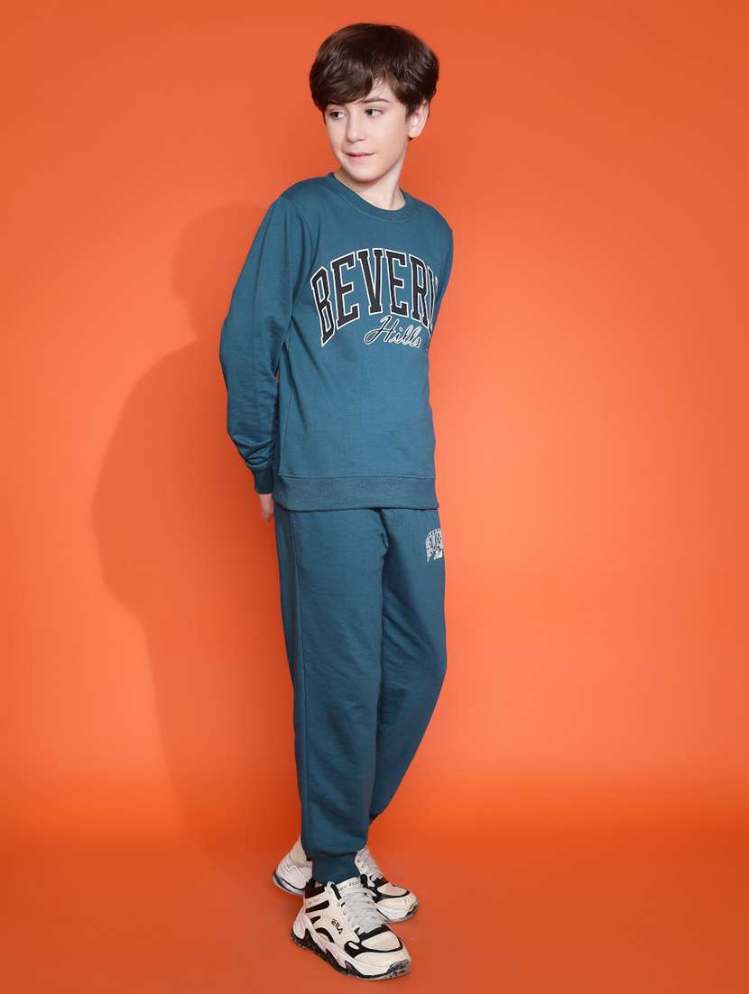 boys typographic long sleeve full length co ord set - 21931057 -  Standard Image - 1