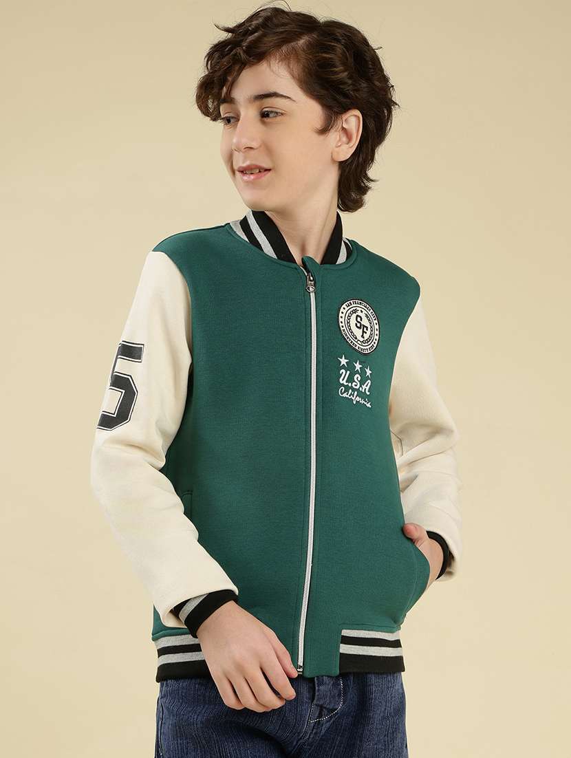 boys color block long sleeve varsity jacket