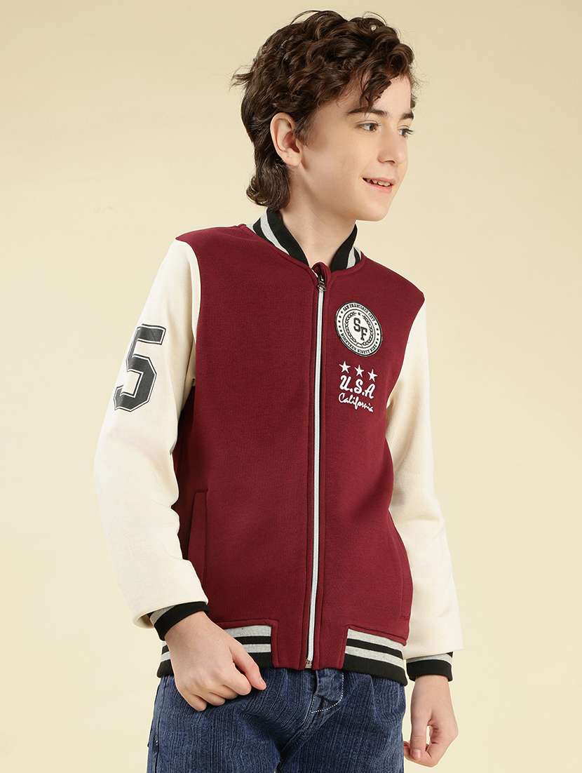 boys color block long sleeve varsity jacket