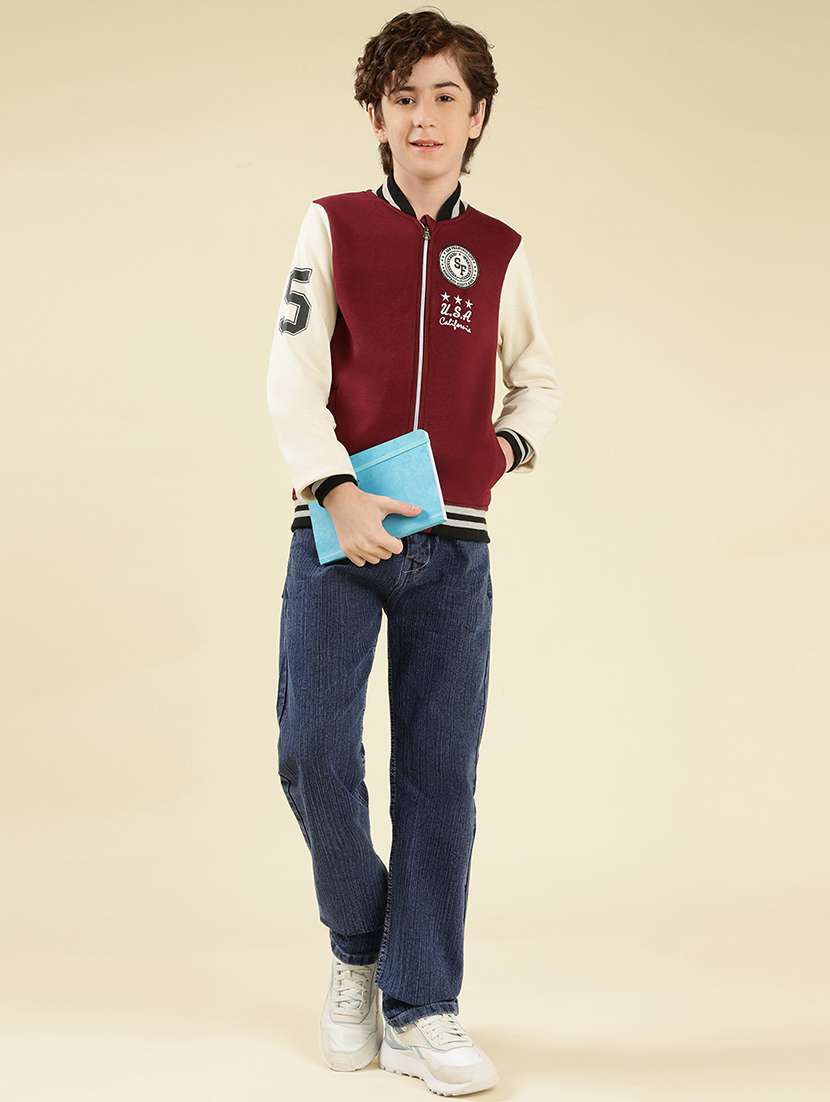 boys color block long sleeve varsity jacket - 21931071 - Standard Image - 4