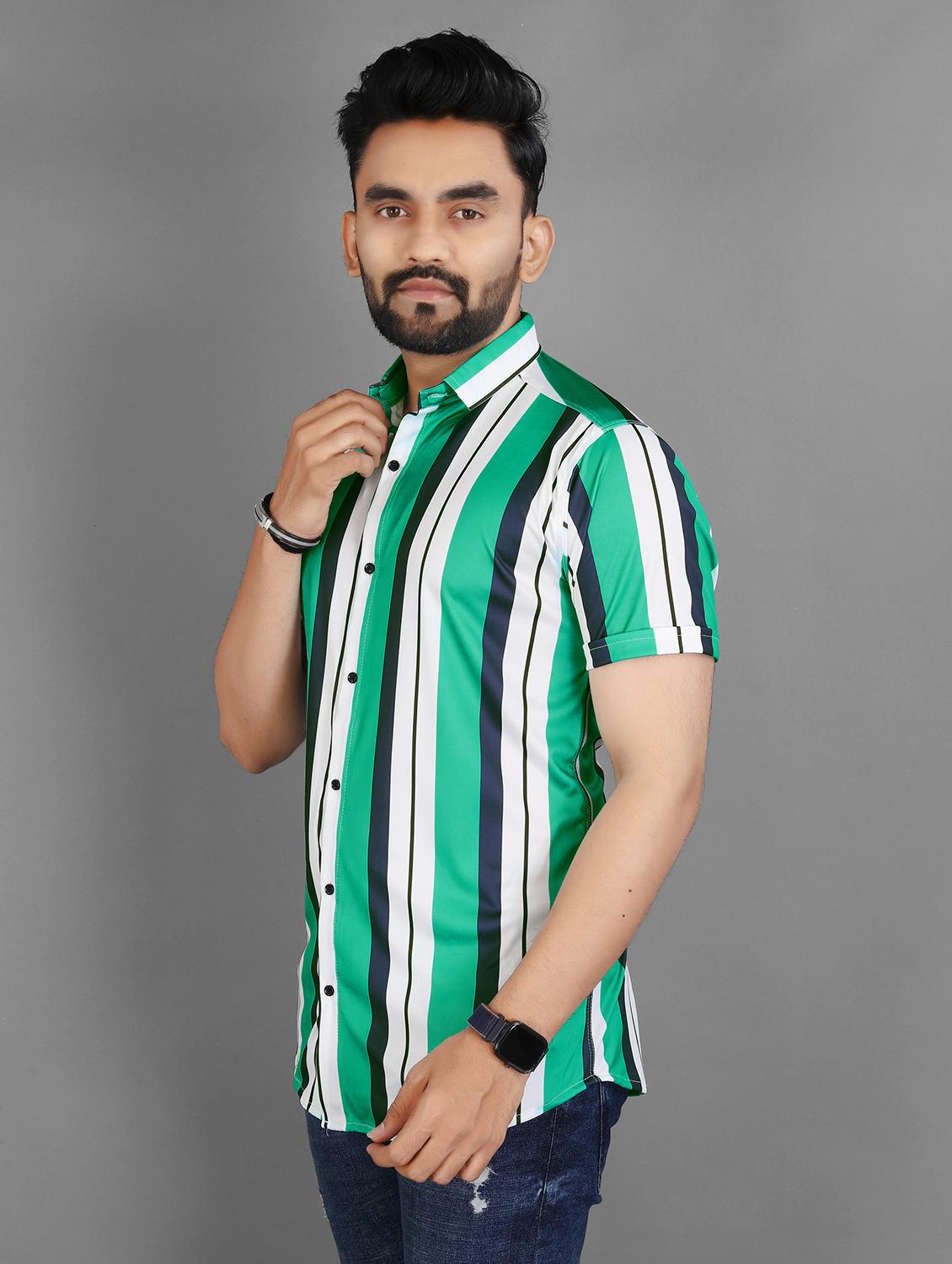 men striped short sleeve regular fit casual shirt - 21931088 -  Standard Image - 1