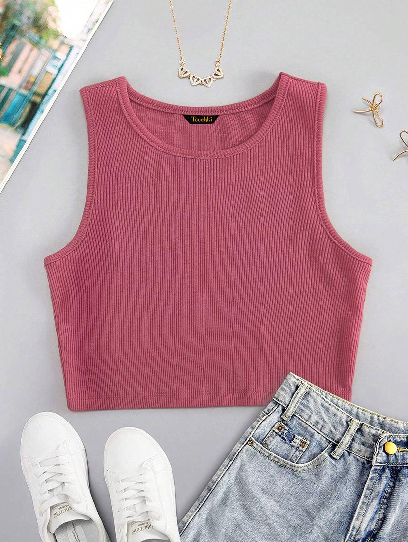 women solid sleeveless tank top - 21931110 -  Zoom Image - 0