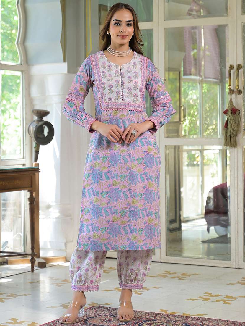 women pink long sleeve kurta salwar with dupatta set - 21931191 - Standard Image - 1