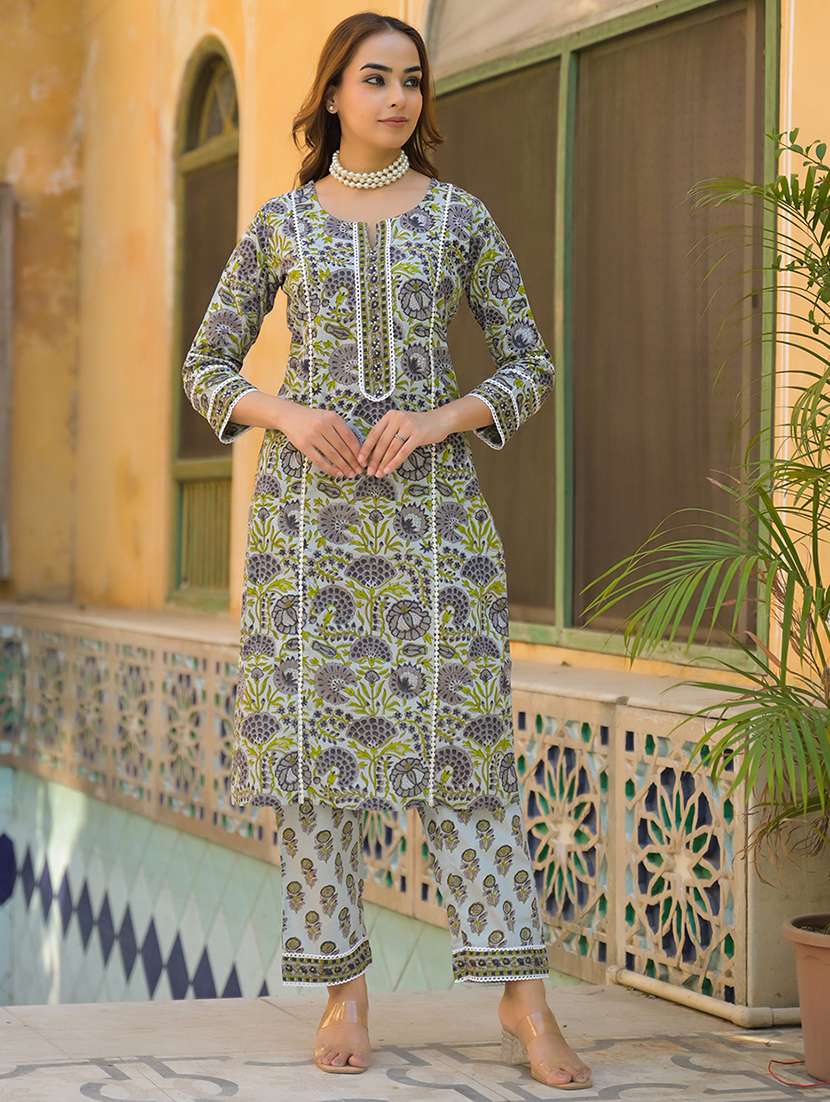 women three quarter sleeve kurta pant with dupatta set - 21931200 -  Standard Image - 1