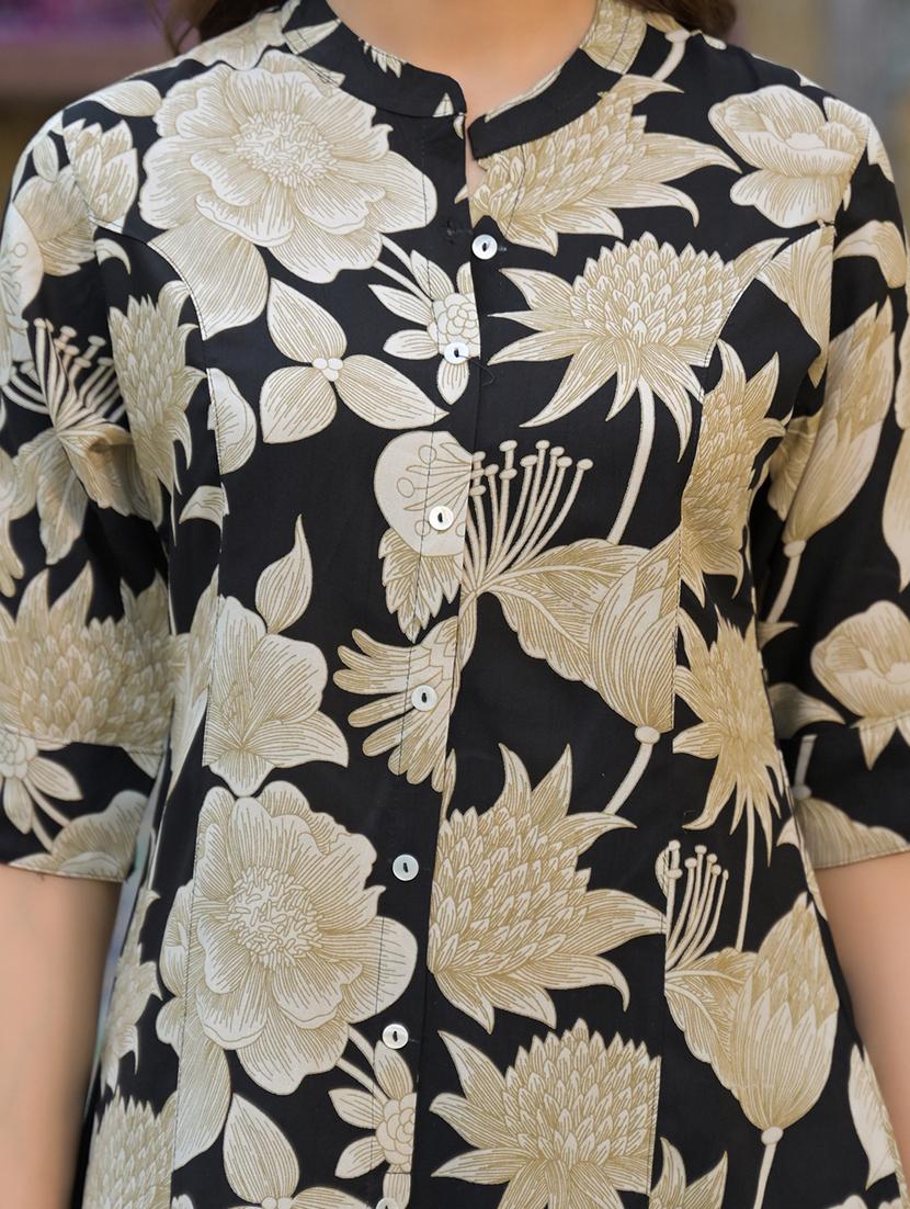 women floral print mandarin neck a-line tunic - 21931204 - Standard Image - 4