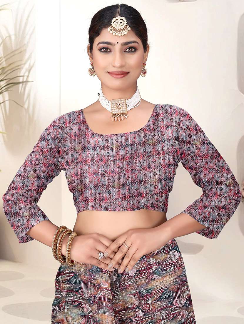 women printed casual wear saree with blouse - 21931210 -  Standard Image - 4