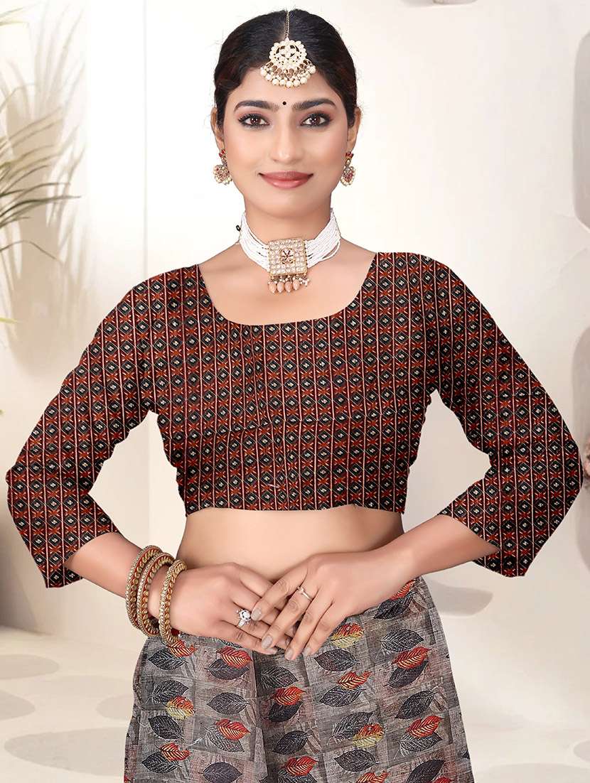 women printed casual wear saree with blouse - 21931212 -  Standard Image - 4