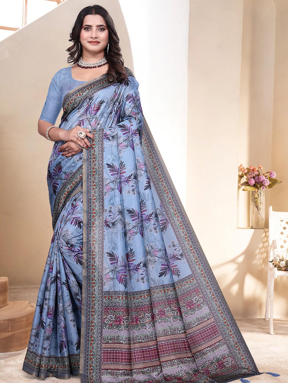 women printed casual wear saree with blouse - 21931222 - Standard Image - 1