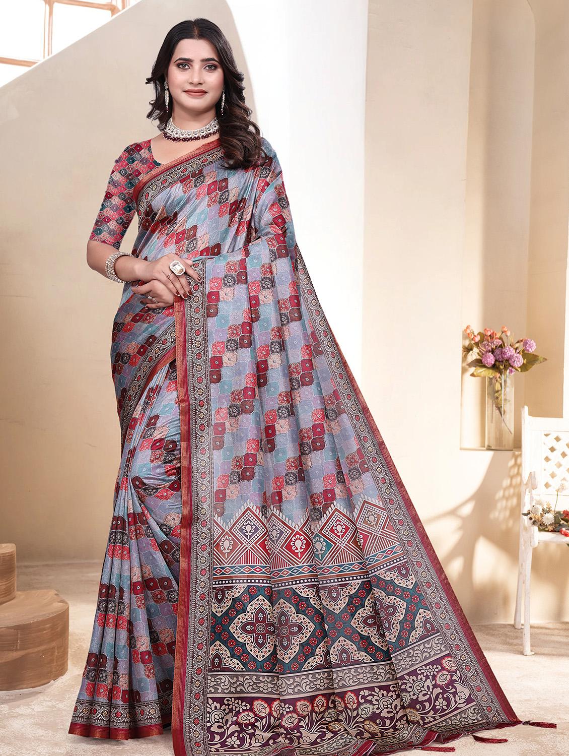 women printed casual wear saree with blouse - 21931223 - Standard Image - 1