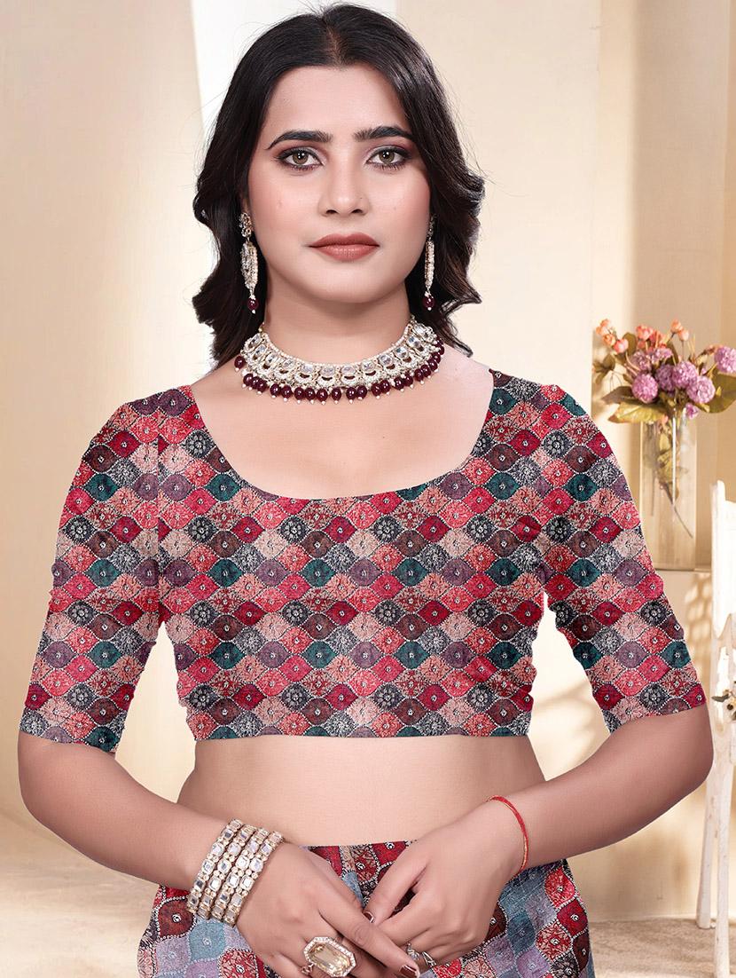 women printed casual wear saree with blouse - 21931223 - Standard Image - 4