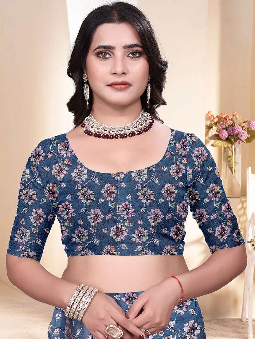 women printed casual wear saree with blouse - 21931224 -  Standard Image - 4