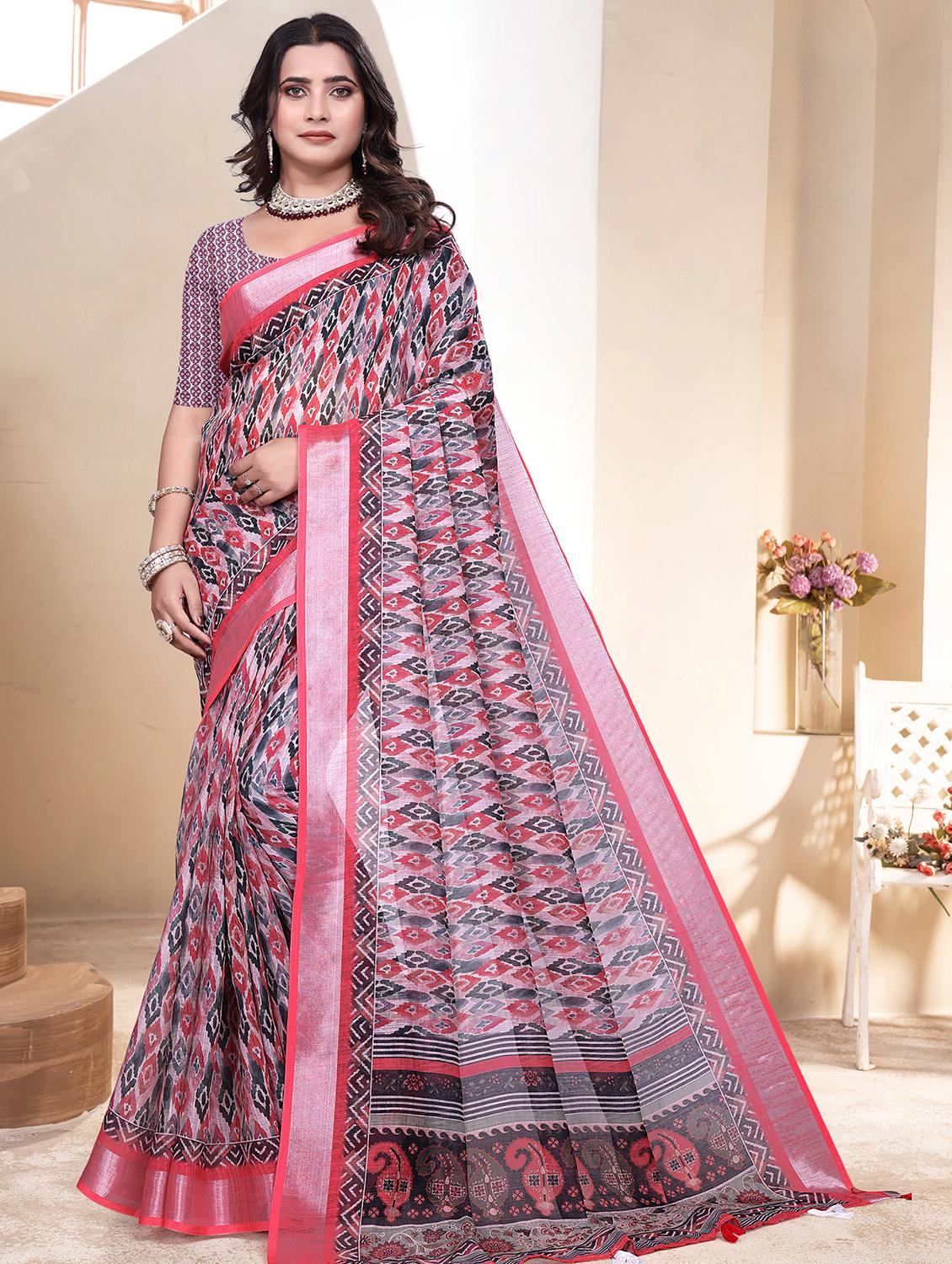 women printed casual wear saree with blouse - 21931225 - Zoom Image - 0