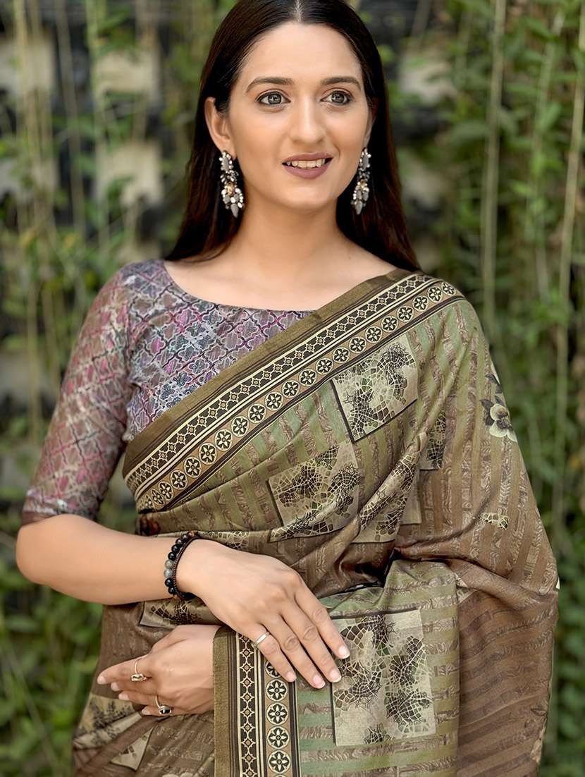 women printed casual wear saree with blouse - 21931232 -  Standard Image - 4