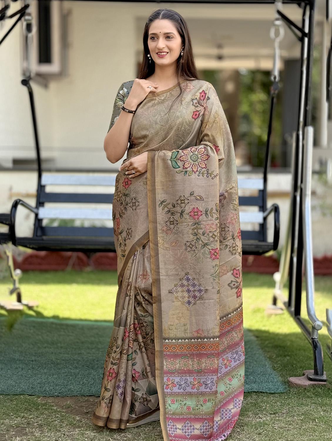 women printed casual wear saree with blouse - 21931234 -  Standard Image - 1