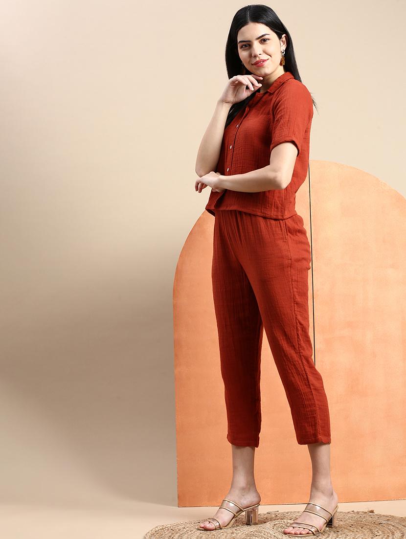 women solid cuban collared crop shirt - 21931248 - Standard Image - 4