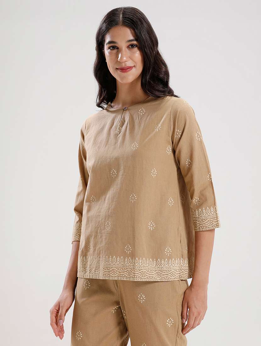 beige cotton regular top - 21931251 -  Standard Image - 1