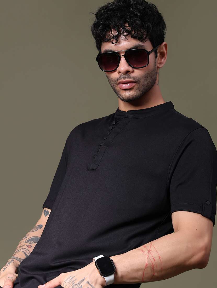 men solid short sleeve regular fit t-shirt