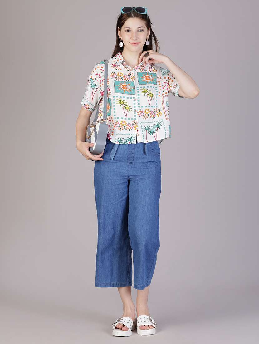 women printed collared short sleeve shirt - 21931319 - Standard Image - 4