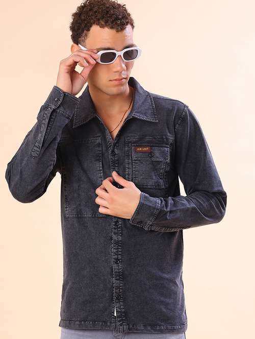men solid long sleeve regular fit casual shirt - 21931363 -  Standard Image - 0