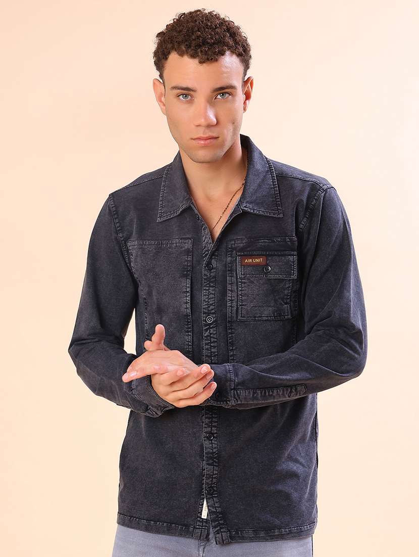 men solid long sleeve regular fit casual shirt - 21931363 - Standard Image - 1