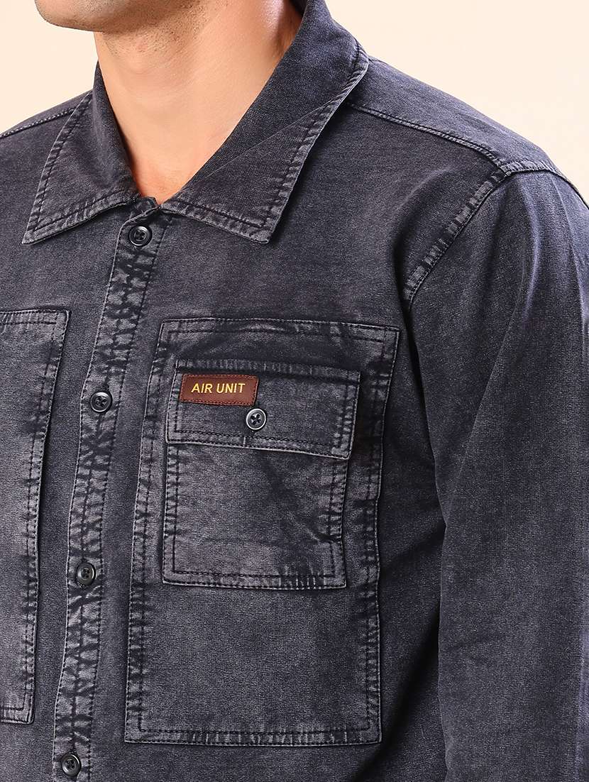 men solid long sleeve regular fit casual shirt - 21931363 - Standard Image - 4