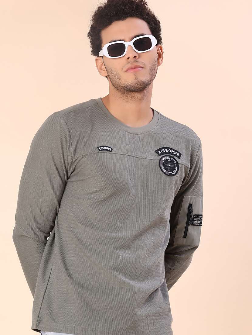 men solid long sleeve regular fit t-shirt
