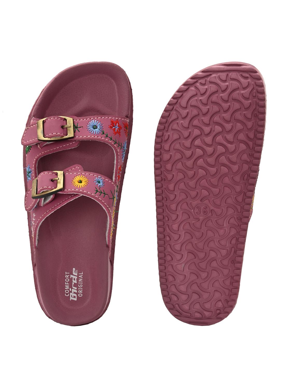 women pink embroidered slip on sandal - 21931383 - Standard Image - 4