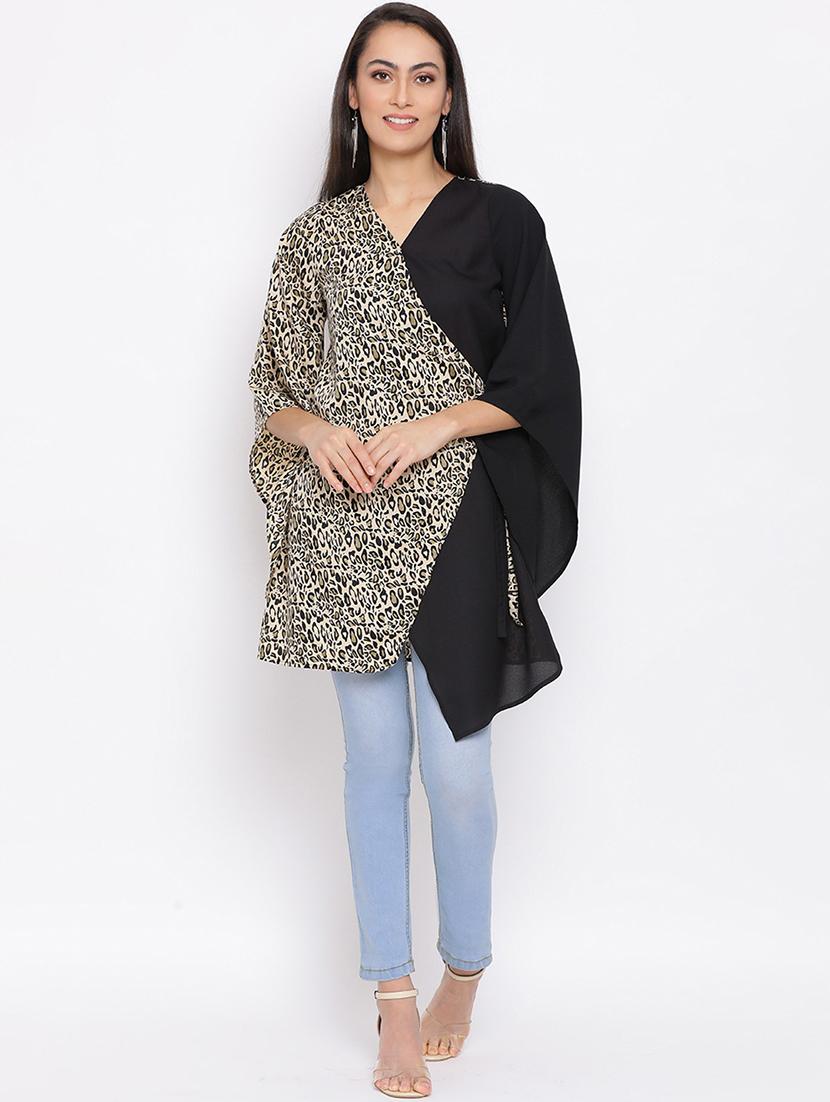 women animal print kimono sleeve long wrap top - 21931403 -  Standard Image - 1