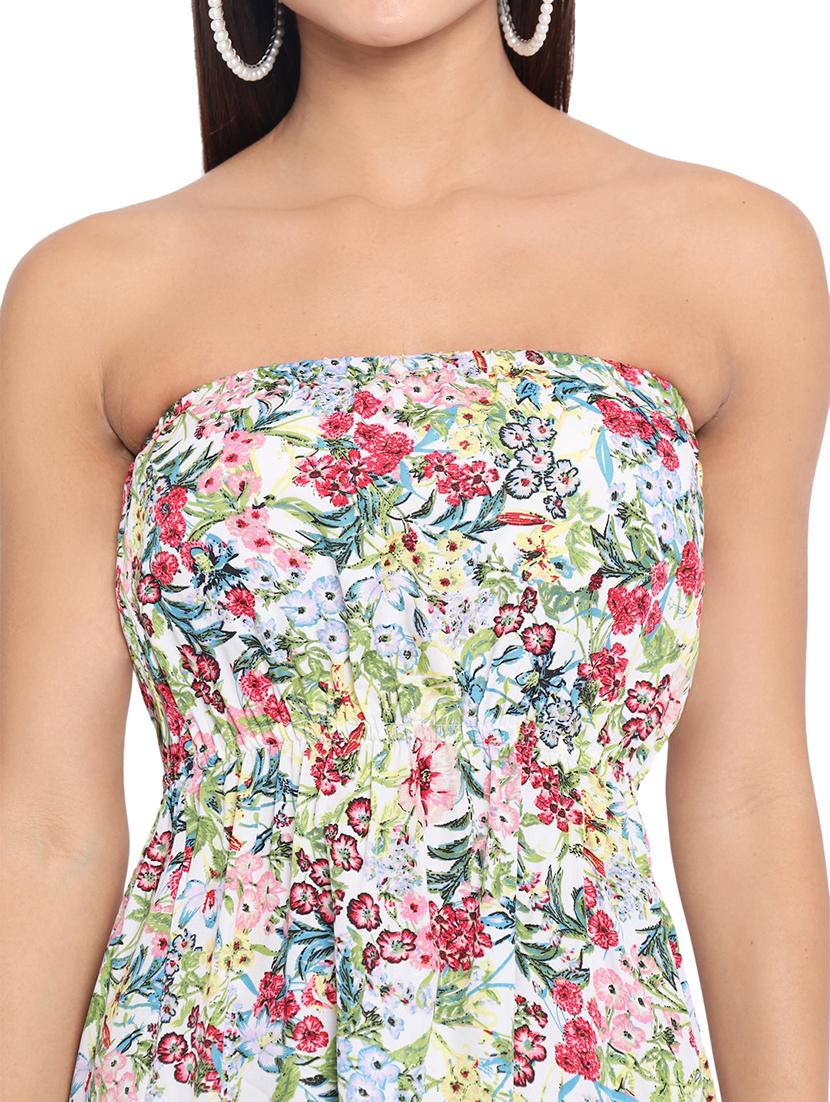 women white floral print a-line tube dress - 21931406 - Standard Image - 4