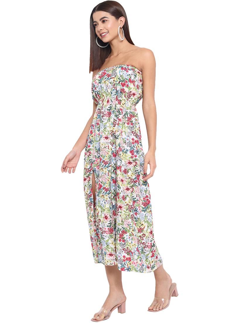 women white floral print a-line tube dress - 21931406 - Standard Image - 6