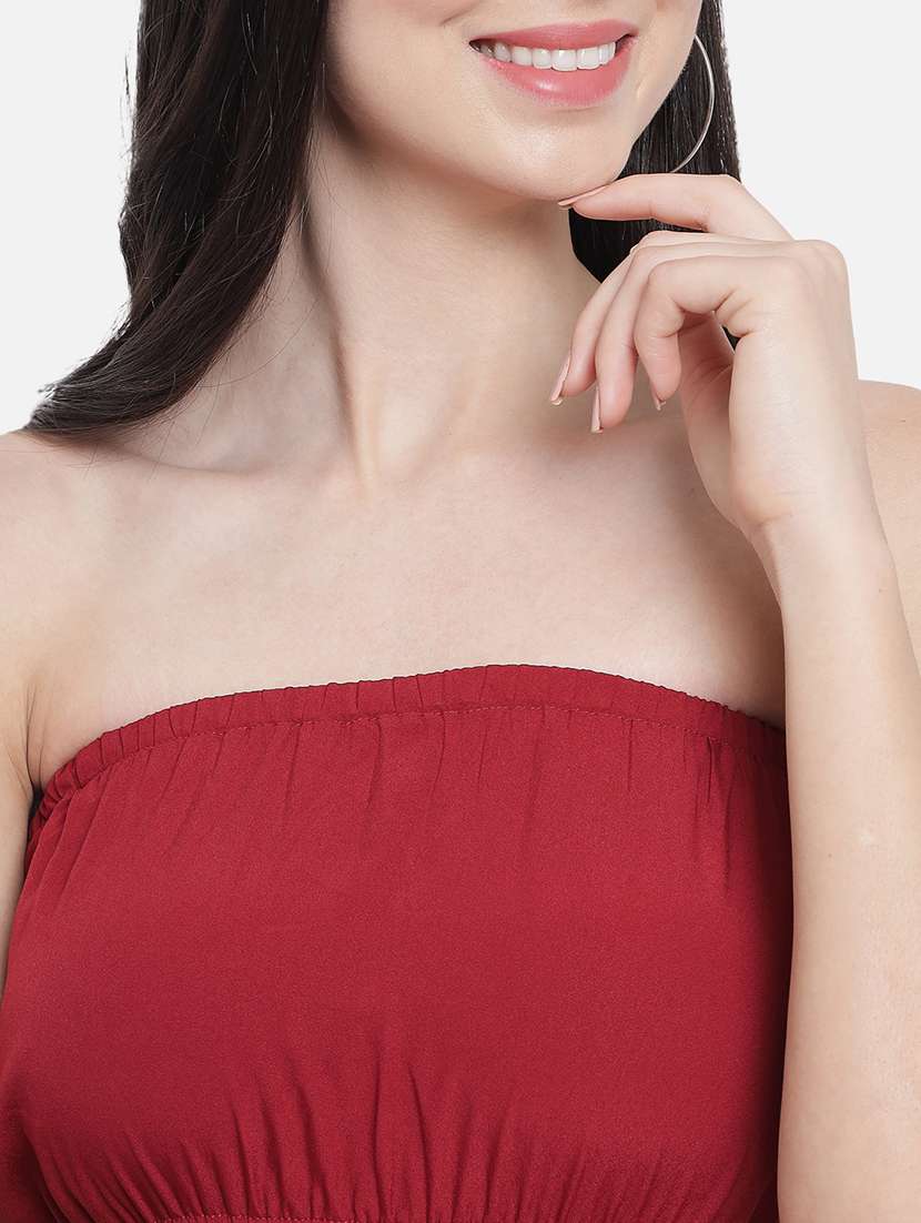 women maroon solid a-line tube dress - 21931410 -  Standard Image - 4