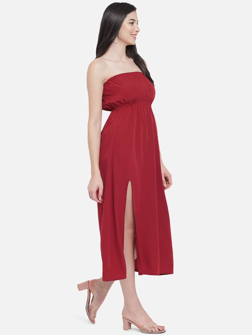 women maroon solid a-line tube dress - 21931410 -  Standard Image - 6