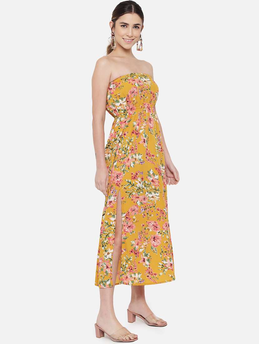 women yellow floral print a-line tube dress - 21931411 -  Standard Image - 6