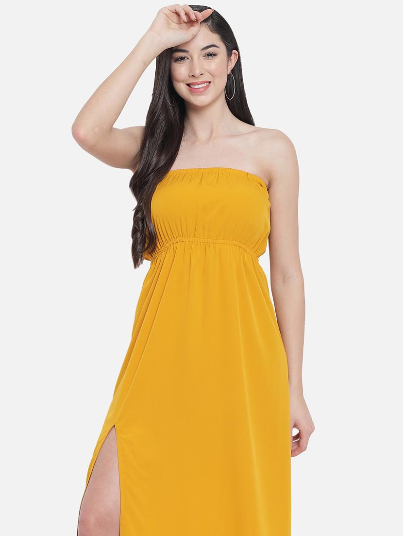 women yellow solid sleeveless tube dress - 21931412 - Standard Image - 6