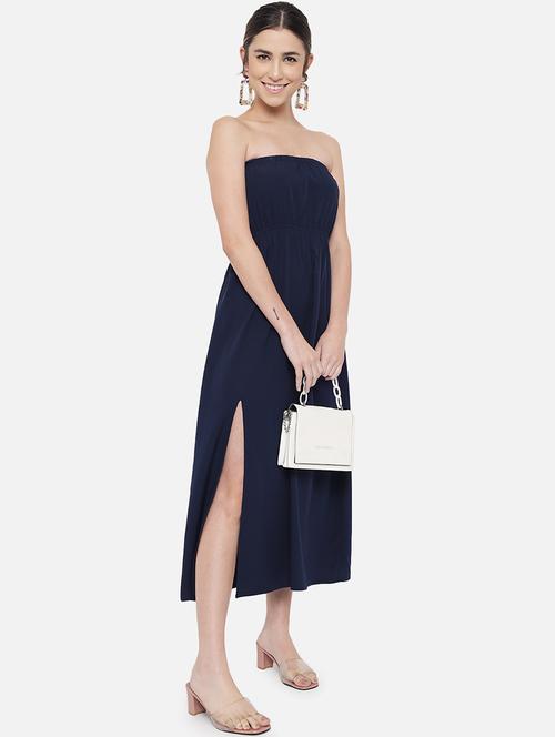 women solid sleeveless side slit tube dress - 21931414 -  Standard Image - 0