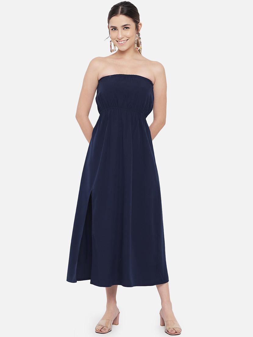 women solid sleeveless side slit tube dress - 21931414 -  Standard Image - 1