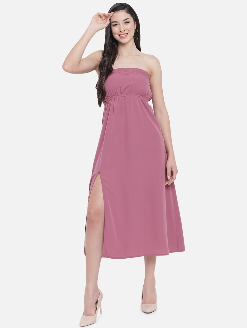 women solid sleeveless side slit tube dress - 21931416 - Standard Image - 6