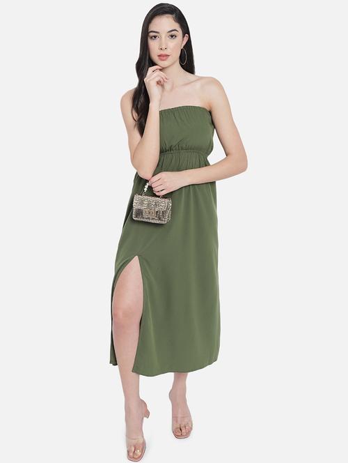 women solid sleeveless side slit tube dress - 21931417 -  Standard Image - 0