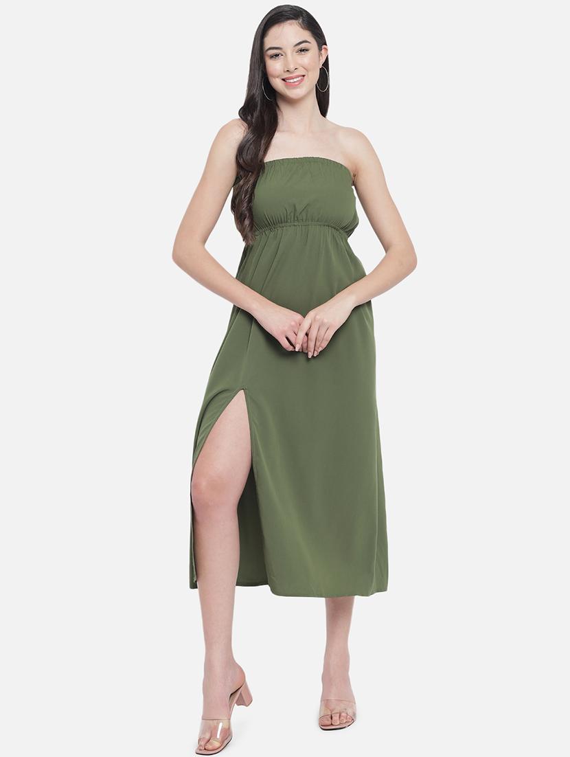 women solid sleeveless side slit tube dress - 21931417 -  Standard Image - 1